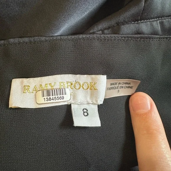 Ramy Brook Black Satin Ezra Jumpsuit size 8 wide leg designer classic piece - Picture 5 of 12